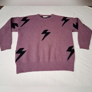 Purple Sweater with Black Lightning Bolts